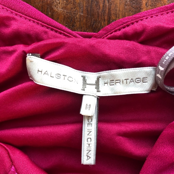 Halston Ruched Fitted Halter Dress - Medium - Red - Picture 7 of 8